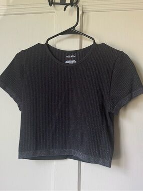 wild fable Black Sparkle Ribbed Crop Top